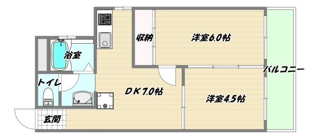 大阪市淀川区木川西１丁目の賃貸マンションの間取り