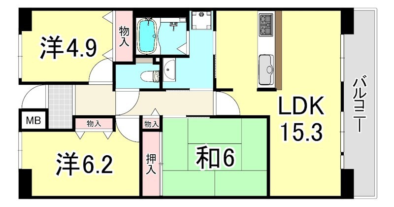URルゼフィール立花　1号棟の間取り
