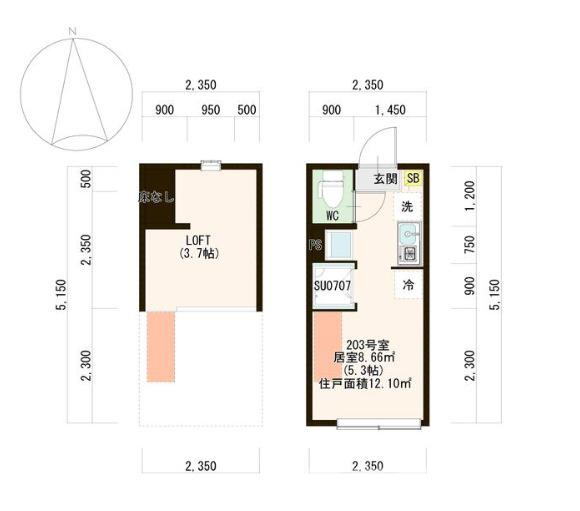 豊島区池袋本町２丁目のアパートの間取り