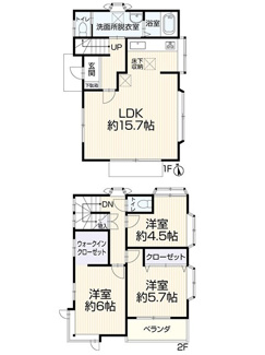 【間取り】 | 藤沢市大鋸 中古戸建 | 南向き　2階建て　3LDK　全居室２面採光　全居室収納付き　WIC