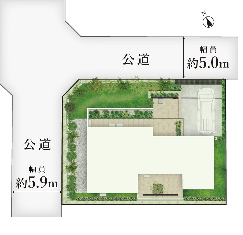 鎌倉市七里ガ浜東　新築邸宅の区画図