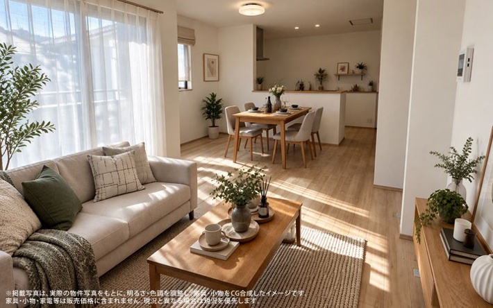 ※掲載写真は、実際の物件写真をもとに、明るさ・色調を調整し、家具・小物をCG合成したイメージです。
家具・小物・家電等は販売価格に含まれません。現況と異なる場合は現況を優先します。
