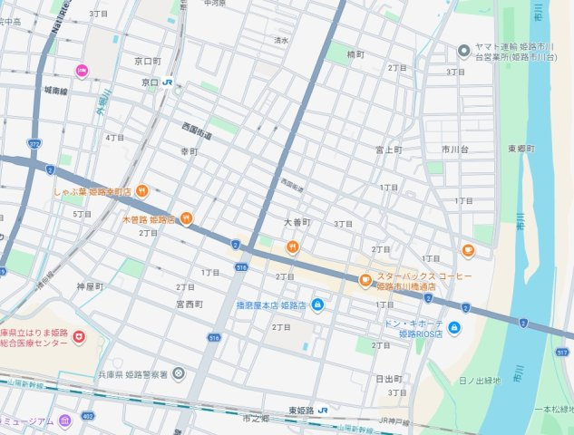 姫路市大善町　　JR「東姫路駅」徒歩12分の地図