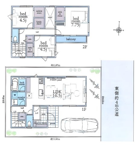 練馬区石神井台8丁目　長期優良住宅　全館空調の限定1棟の間取り|3LDK+SIC+3WIC+ファミリークローク+カースペース　敷地面積 99.44ｍ2　建物面積 92.32ｍ2