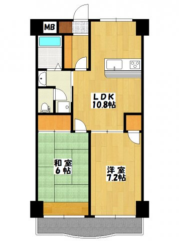 【間取り】 | ハイブリッジソシア | 振分タイプのお部屋です