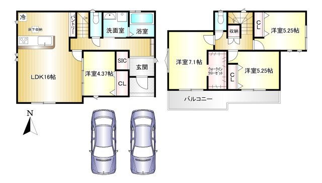 田原本阪手 4期　全４棟の間取り|4LDK　土地面積：130.04ｍ2　建物面積：98.95ｍ2　駐車2台可