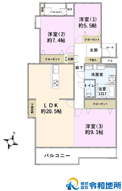 茅ヶ崎宮ノ前ハイツ　2号棟の間取り