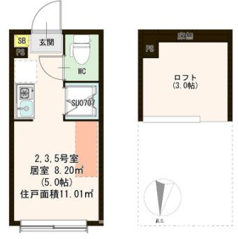 中野区沼袋２丁目のアパートの間取り