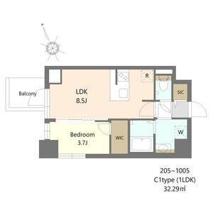 S-RESIDENCE阿波座chiaroの間取り