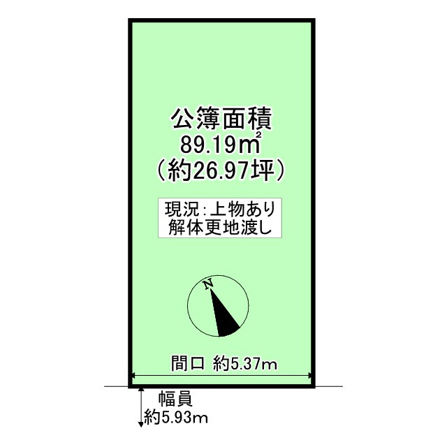 田中大久保町 建築条件無 土地の土地図