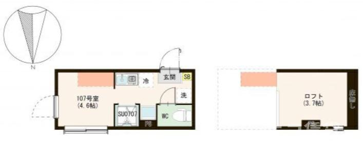 足立区千住緑町２丁目のアパートの間取り