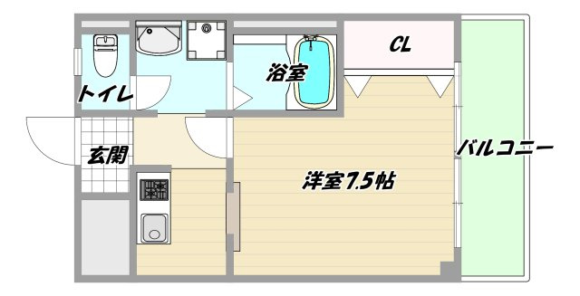 大阪市東淀川区東中島４丁目の賃貸マンションの間取り