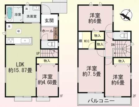 第18上尾上　新築一戸建て　ハートフルタウン　の間取り|【全16棟今回販売1棟　G号棟】第18上尾上　新築一戸建て　ハートフルタウン　4LDK・土地面積134.34m2・建物面積96.46m2