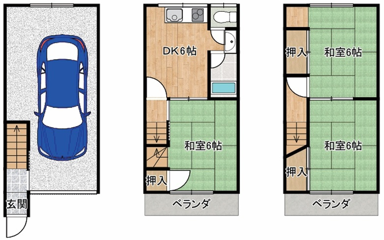 稲葉1丁目中古戸建の間取り|既に借主様がいる状態で、一から借主を探す必要がなく収益を得られるのがメリットです♪