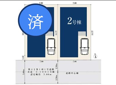 仲介手数料無料　MIRASUMO所沢市美原町42978②全2棟の区画図