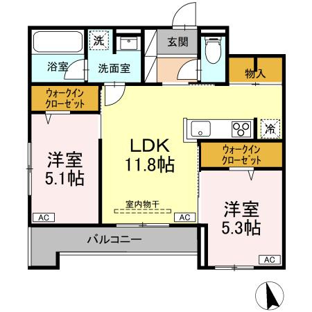 レーヴ・クレール東中央の間取り