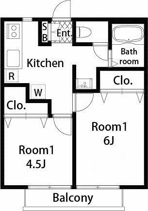 稲城市東長沼のアパートの間取り|２Ｋタイプの間取りです☆