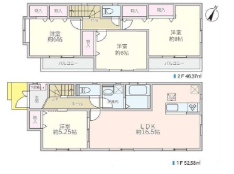世田谷区野毛　中古戸建の間取り