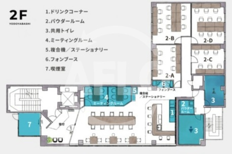 大阪市中央区平野町２丁目の事務所の間取り|オフィッツ淀屋橋　２F