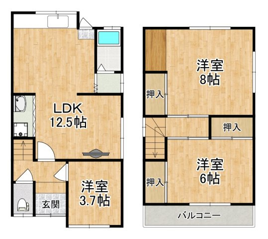 【間取り】 | 富田林市甲田２丁目貸家