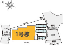 川越市駅まで徒歩15分　駐車並列3台可の区画図|駐車並列3台可
