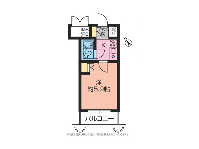 【間取り】 | ワコーレ町田 | 独立したキッチンと居室を備えた1Kの中古マンション。コンパクトでも使い勝手がよく、単身の方やセカンドハウスにも向く住まいです。落ち着いた色合いでまとめたな内装が、ゆったりとした時間を演出します。
