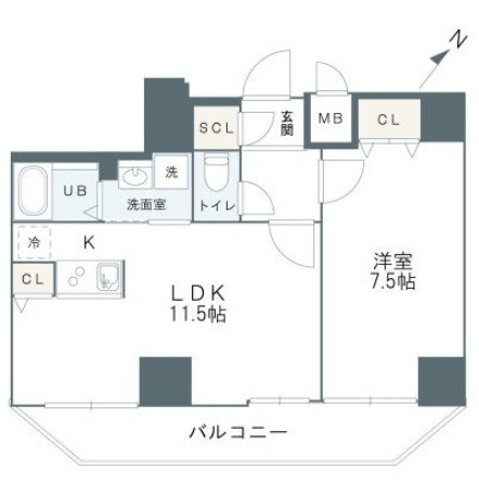 神戸市中央区下山手通８丁目の賃貸マンションの間取り