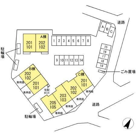 ＣＯＺＹ ＣＯＵＲＴ C棟の区画図