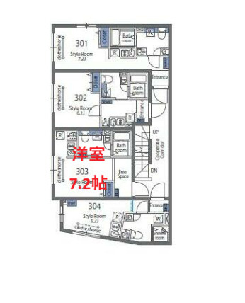 【間取り】 | カーサ・スカートラ馬込 | 洋室7.2帖です　・インターネット使用料無料