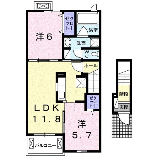 【間取り】 | アンジュ　デュ　ヴァン　Ⅱ