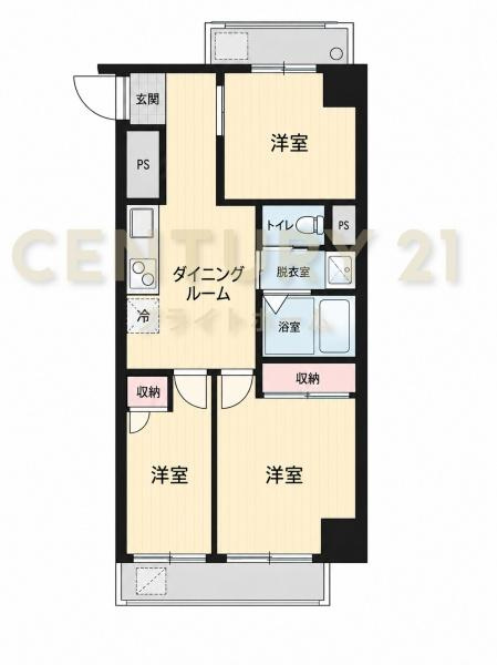 ライオンズマンション西横浜の間取り|使い勝手の良い3DKタイプ。
実際の間取りと相違する場合は現況優先となります。