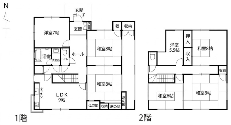 駐車場３台　土地100坪　西区天王山　中古戸建の間取り