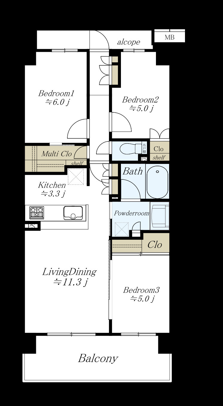 グランメディオ新三郷の間取り|間取図です