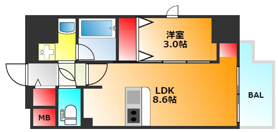 レオンコンフォート難波クレア の間取り