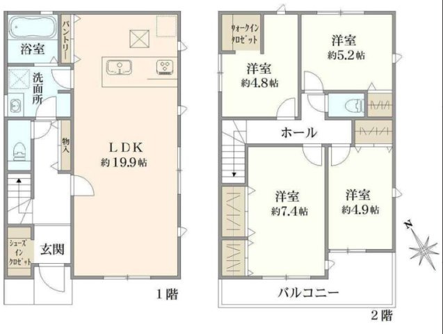 泉区中田北3丁目 新築戸建 5790万円の間取り
