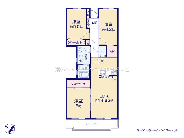 【間取り】 | アトムセレクト　ビューパレー船橋弐番街４階