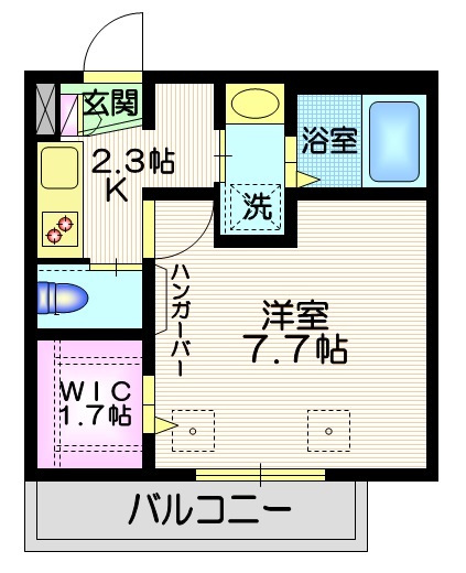モリタパレスの間取り|★ウォークインクローゼット付き１Ｋ★