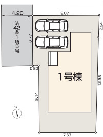八王子市元八王子町　第25の区画図|敷地面積132㎡超のゆとりある敷地配置図です。お車2台分の駐車スペースが確保できる計画で、前面道路からの出し入れもスムーズに行えます。日当たりや通風にも配慮された開放感のある区画形状となっています。
