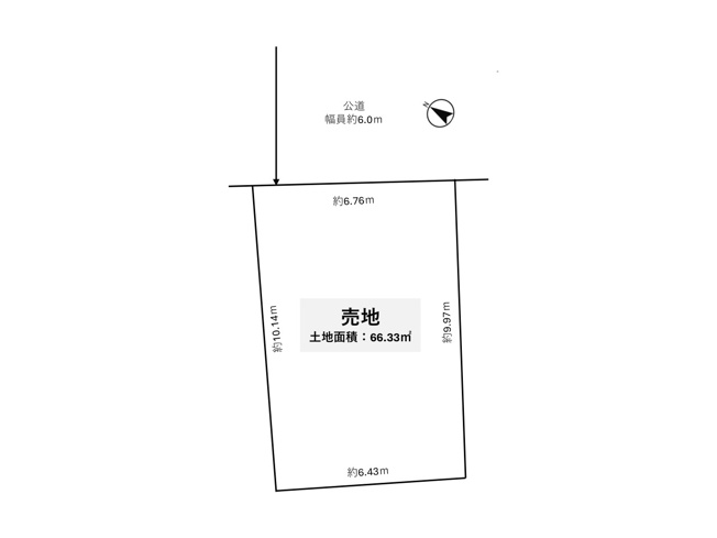 【土地図】 | 淵野辺売地 | 土地の形状・寸法・接道を示した図です。現況と異なる場合は現況を優先します。高低差や日当たり、境界標の位置、周辺環境は現地でご確認いただけます。見学・資料請求はお気軽にお問い合わせください。