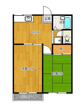 【間取り】 | フラワーハイツ | 2ＤＫ