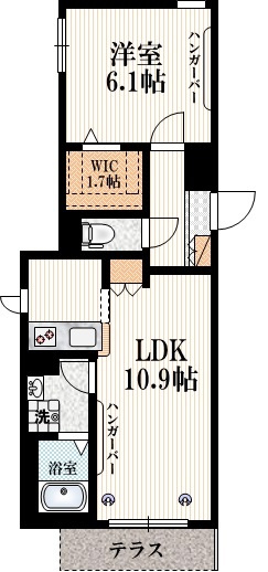 プリモ　フィオーレの間取り|★1LDK★ウォークインクロゼット付★