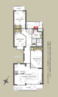 【間取り】 | 南東向きにつき陽当たり良好。3階建て2階部分のため、明るく快適にお過ごしいただけます。
