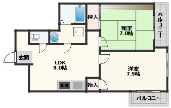 REBANGA上町台アパートメントの間取り