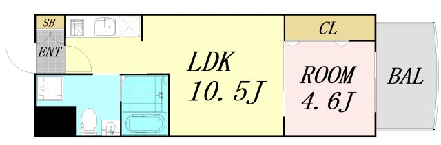 エステムコート難波EASTレオルガ　仲介手数料無料の間取り