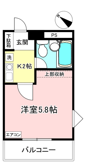 【間取り】 | 中村ビル | はじめての一人暮らしの方や学生さんにオススメ！1Kタイプのお部屋です♪なんと言っても角部屋・最上階・二面採光なのが嬉しい☆