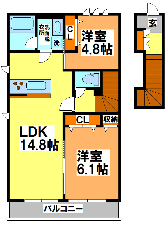 三鷹市上連雀３丁目のアパートの間取り
