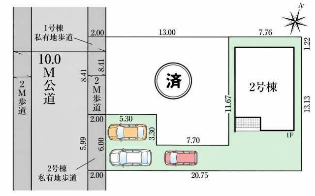 宇都宮市清原台17期　2号棟の区画図