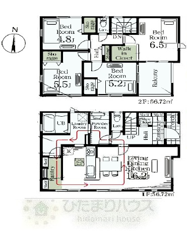 野田市木間ケ瀬第3　新築戸建　6号棟の間取り|4SLDK+パントリー+ランドリールーム+WIC収納
