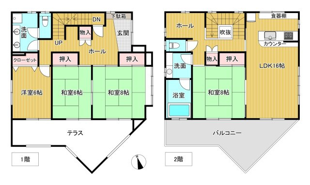 城ヶ崎海岸　ガレージ付きの和風建築4LDKの間取り|4LDKの間取り