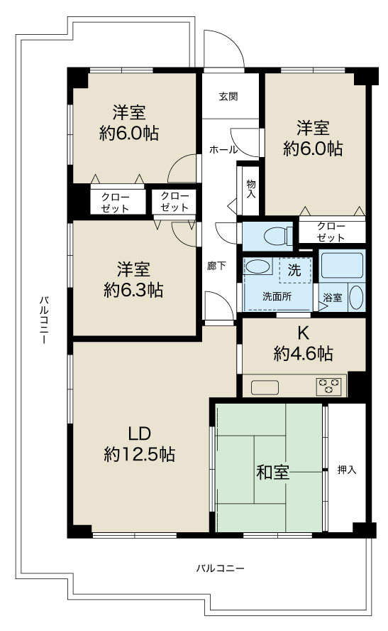 岸和田コーポラス3号棟の間取り